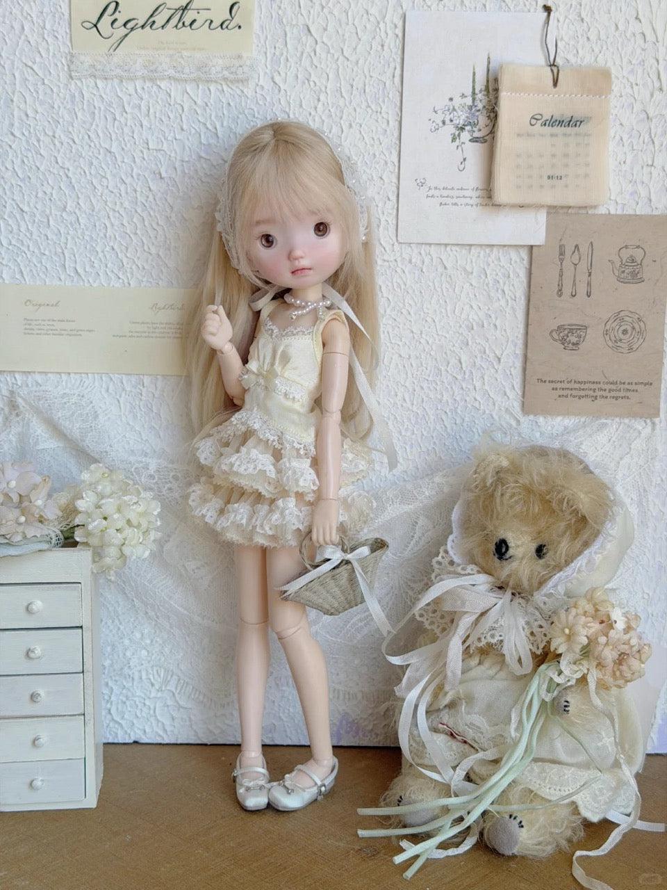 Light Yellow Cream Lace Tutu Blythe BJD Set | ToastDoll