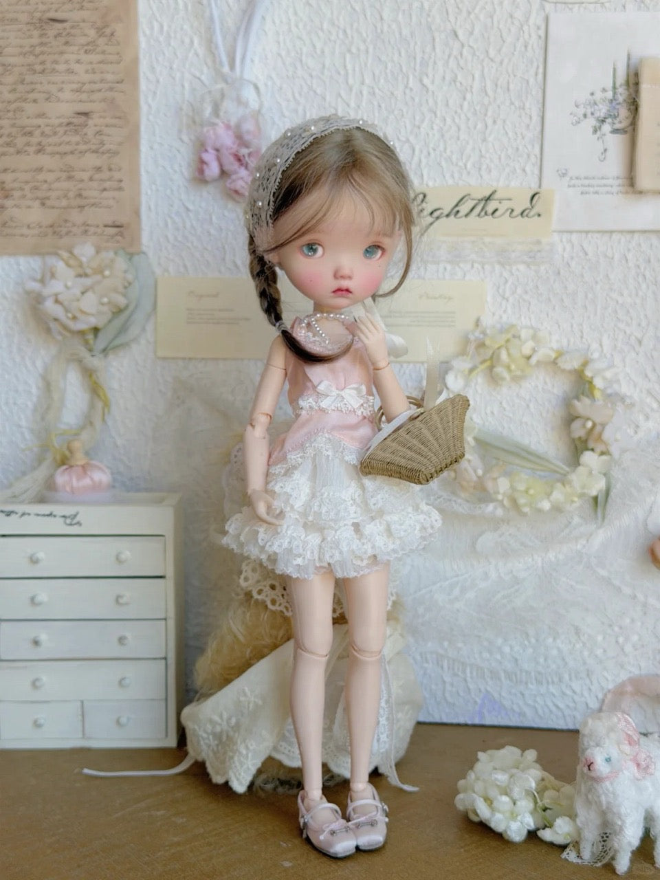 Pink Cream Lace Tutu Blythe BJD Set | ToastDoll