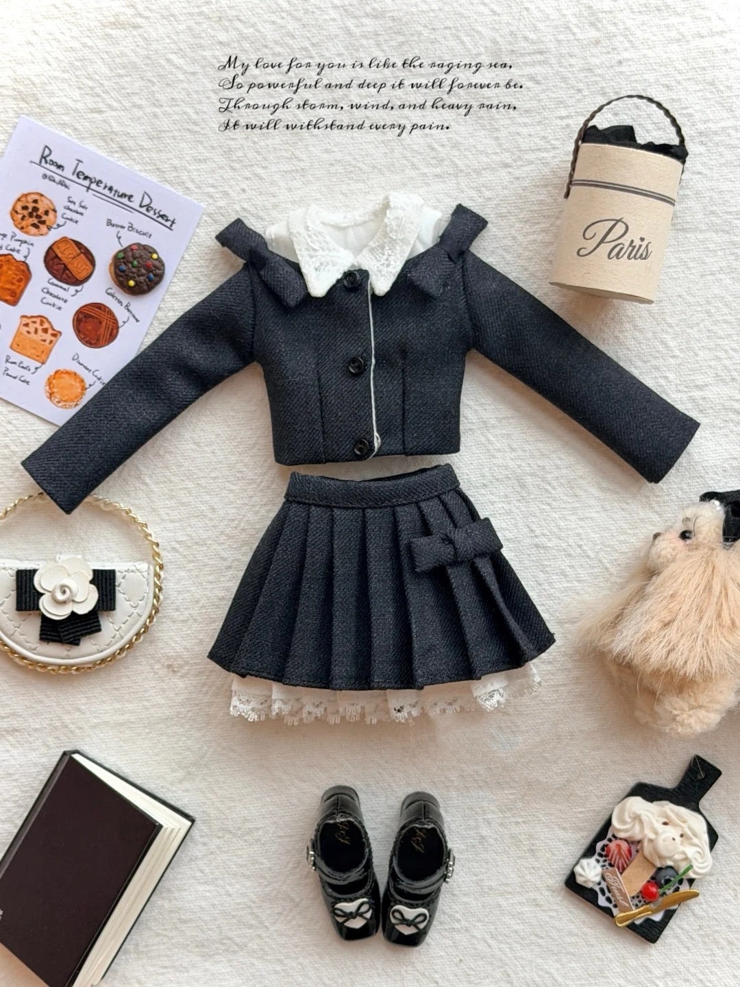 Preppy Pleated Shirt Blythe BJD Set - Handmade Doll Clothes - ToastDoll