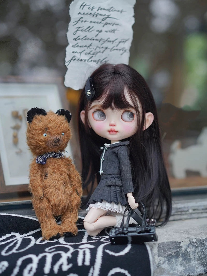 Preppy Pleated Shirt Blythe BJD Set - Handmade Doll Clothes - ToastDoll