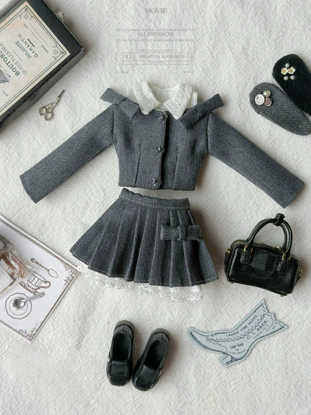 Preppy Pleated Shirt Blythe BJD Set - Handmade Doll Clothes - ToastDoll