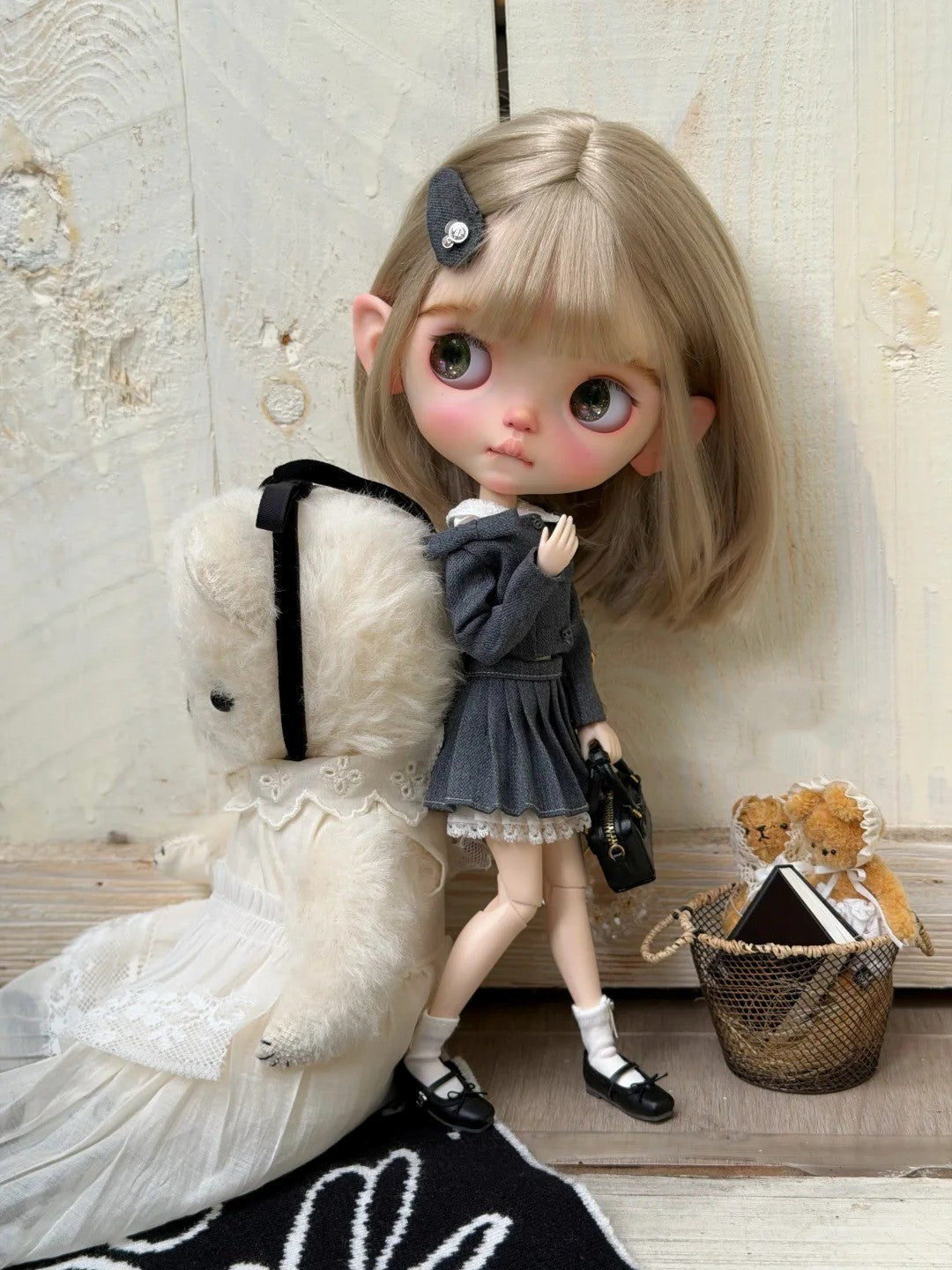 Preppy Pleated Shirt Blythe BJD Set - Handmade Doll Clothes - ToastDoll
