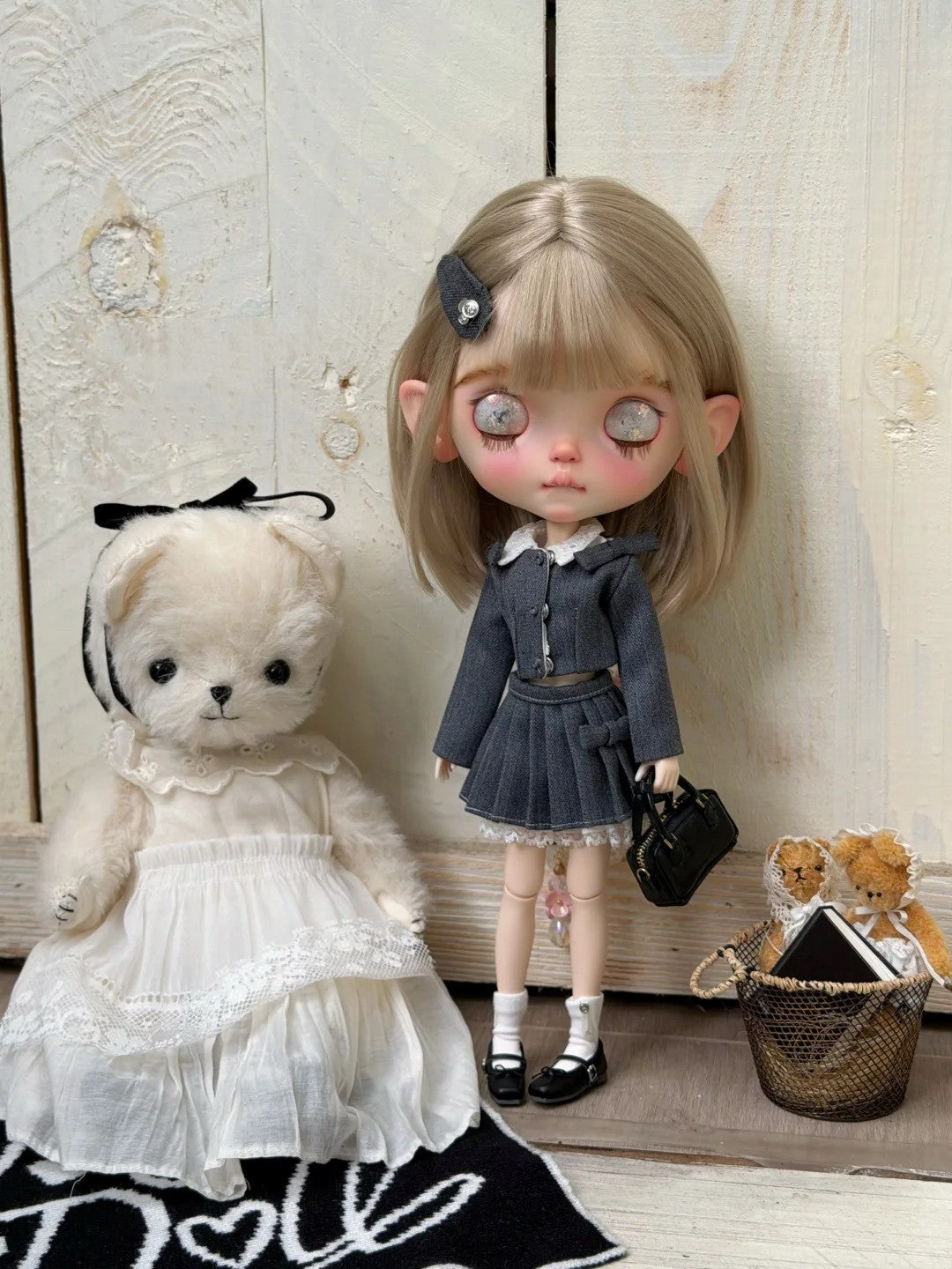 Preppy Pleated Shirt Blythe BJD Set - Handmade Doll Clothes - ToastDoll