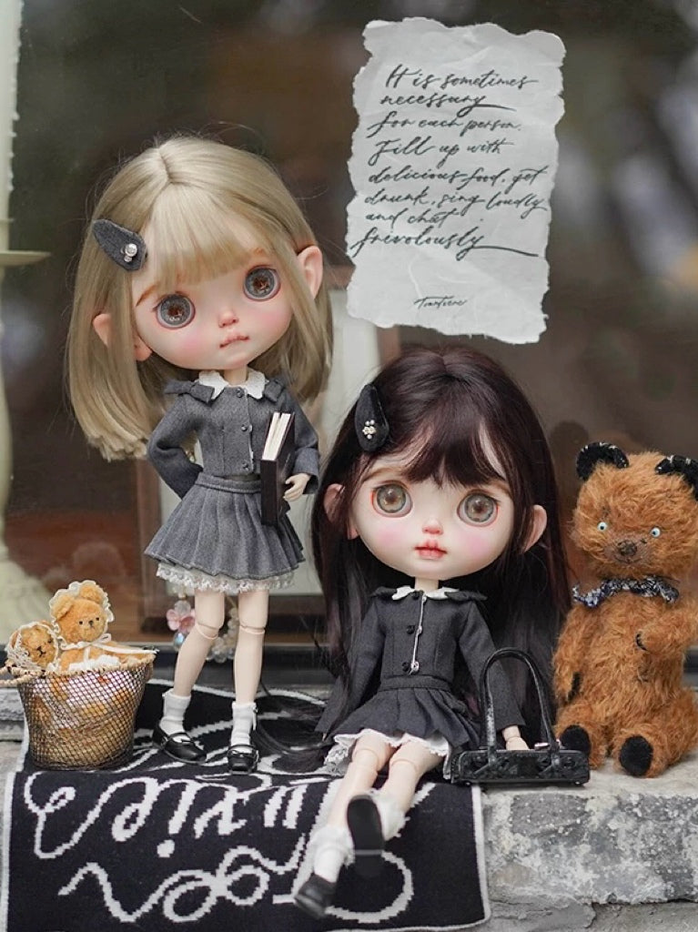 Preppy Pleated Shirt Blythe BJD Set | ToastDoll