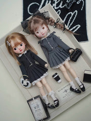 Preppy Pleated Shirt Blythe BJD Set On Doll Display | ToastDoll