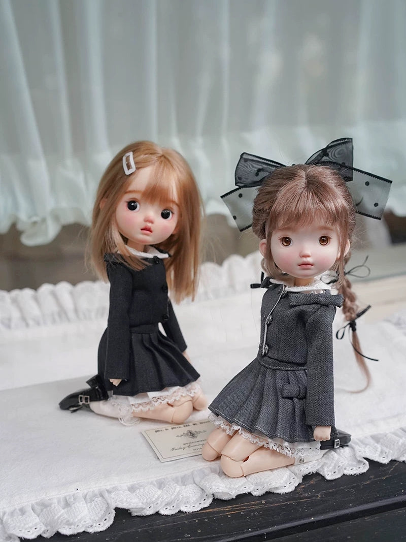 Preppy Pleated Shirt Blythe BJD Set - Handmade Doll Clothes - ToastDoll