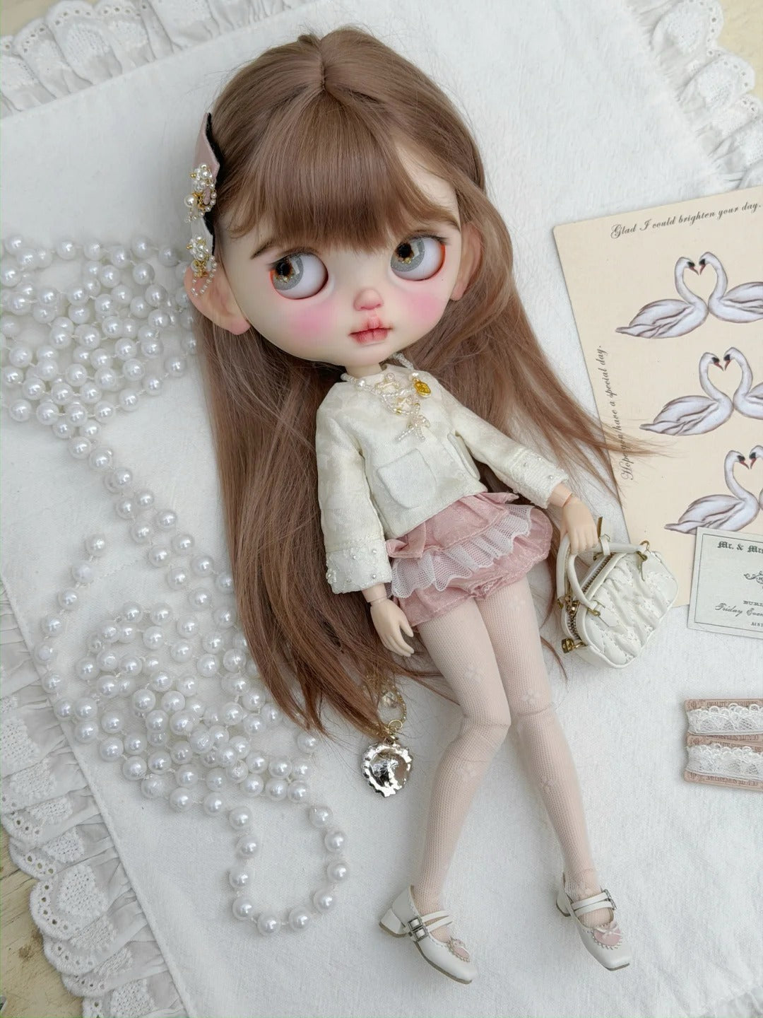 Pink White Blythe 1/6 BJD Outfit - Handmade Doll Clothes - ToastDoll