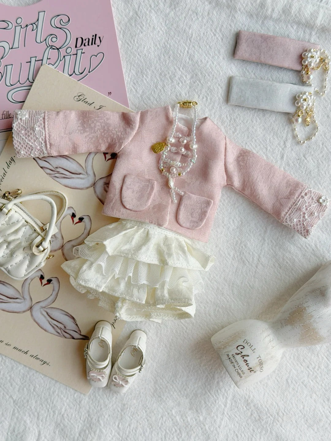 Pink White Blythe 1/6 BJD Outfit - Handmade Doll Clothes - ToastDoll
