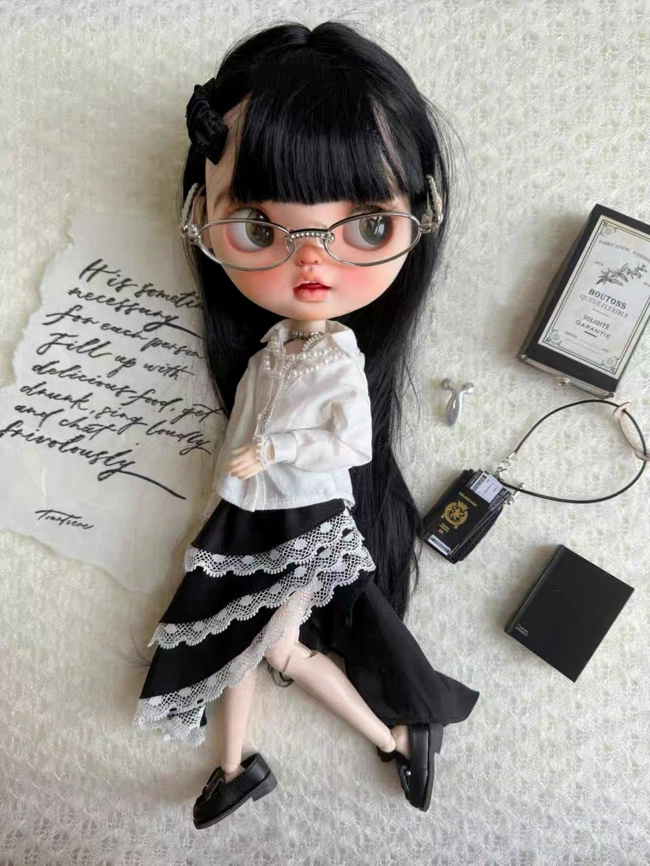 Chic Asymmetric Shirt Blythe BJD Set - Handmade Doll Clothes - ToastDoll