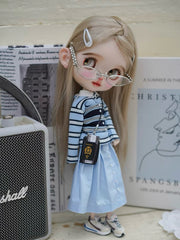 Striped Polo Blythe BJD Outfit - Handmade Doll Clothes - ToastDoll