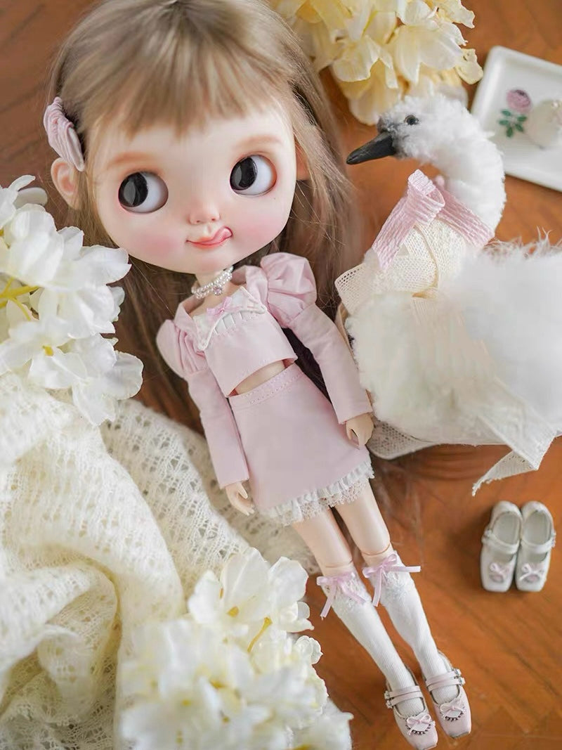 Coquette Blue Pink Blythe Outfit - Handmade Doll Clothes - ToastDoll