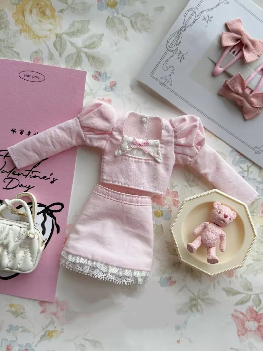 Coquette Blue Pink Blythe Outfit - Handmade Doll Clothes - ToastDoll