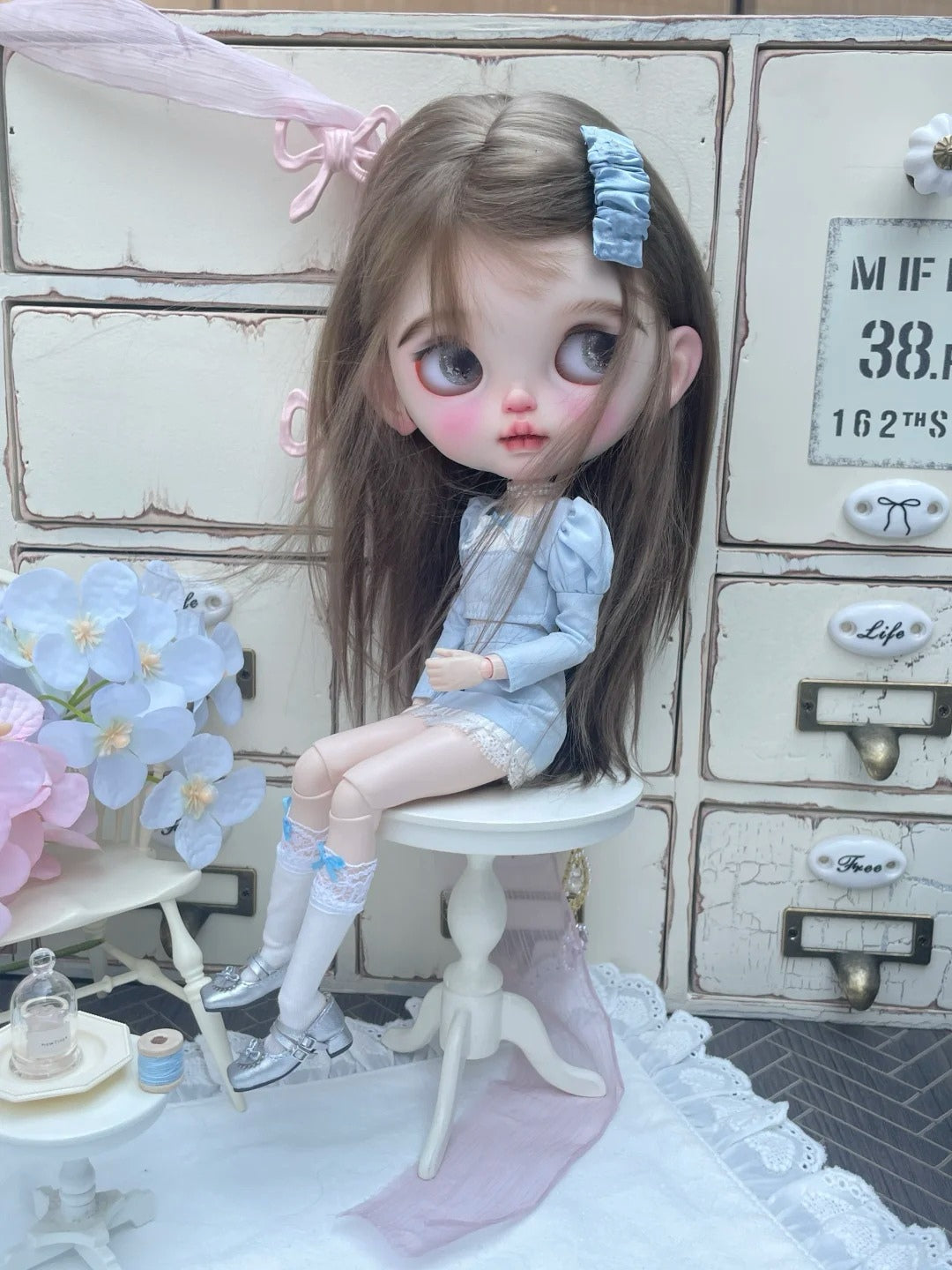 Coquette Blue Pink Blythe Outfit - Handmade Doll Clothes - ToastDoll