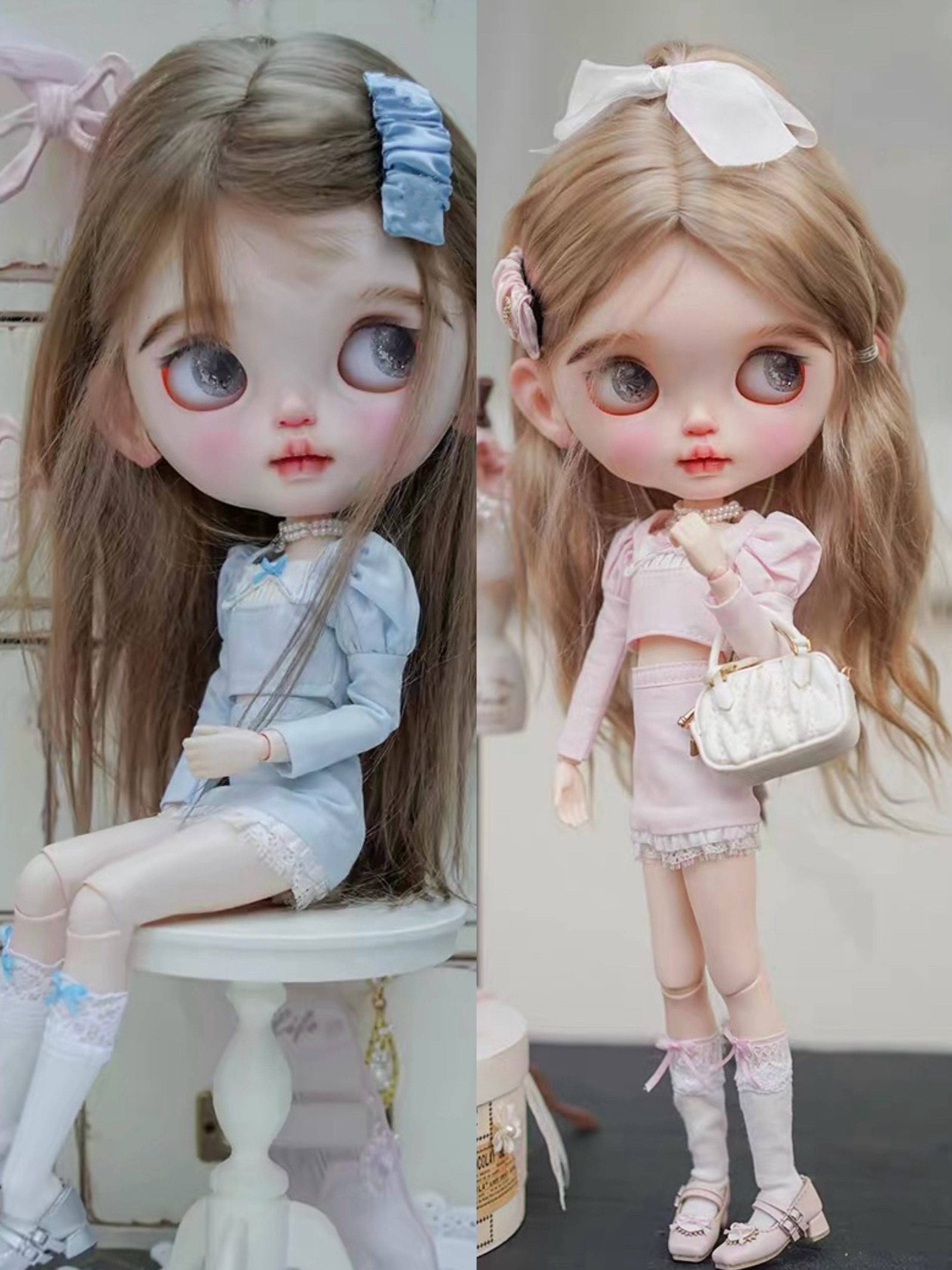 Coquette Blue Pink Blythe Outfit - Handmade Doll Clothes - ToastDoll