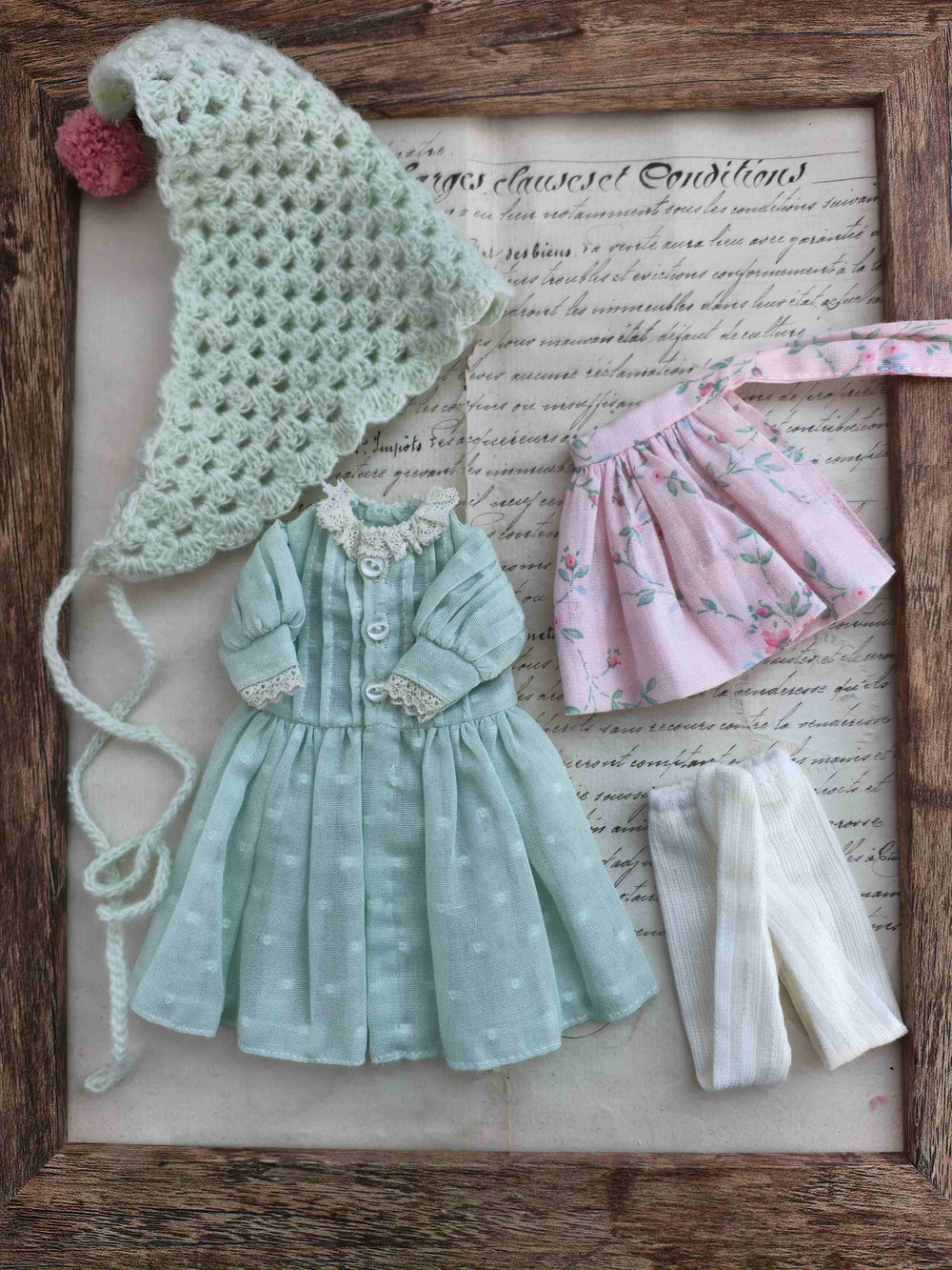 Mint Sheer Layered Blythe Outfit Flat Lay | ToastDoll