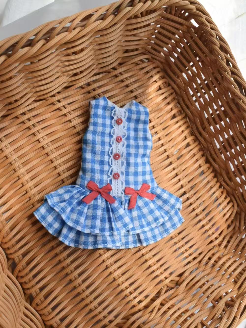 Country Plaid Blythe 1/6 BJD Dress - Handmade Doll Clothes - ToastDoll