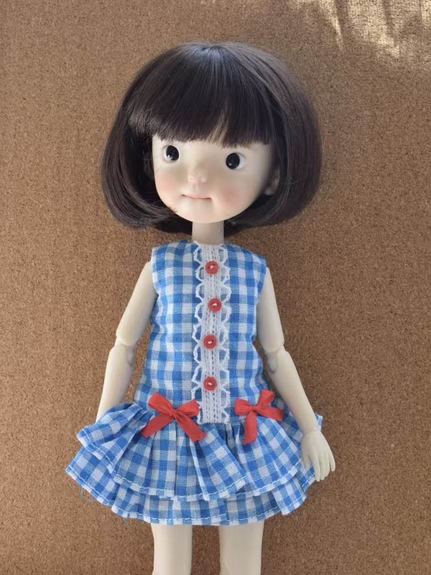 Country Plaid Blythe 1/6 BJD Dress - Handmade Doll Clothes - ToastDoll