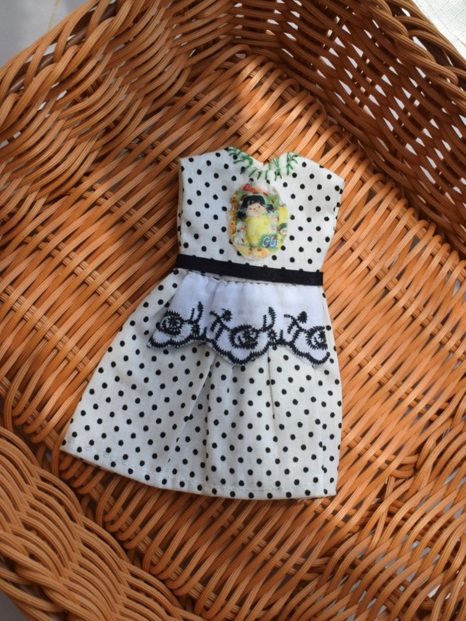 Mini Polka Dot Blythe BJD Dress - Handmade Doll Clothes - ToastDoll