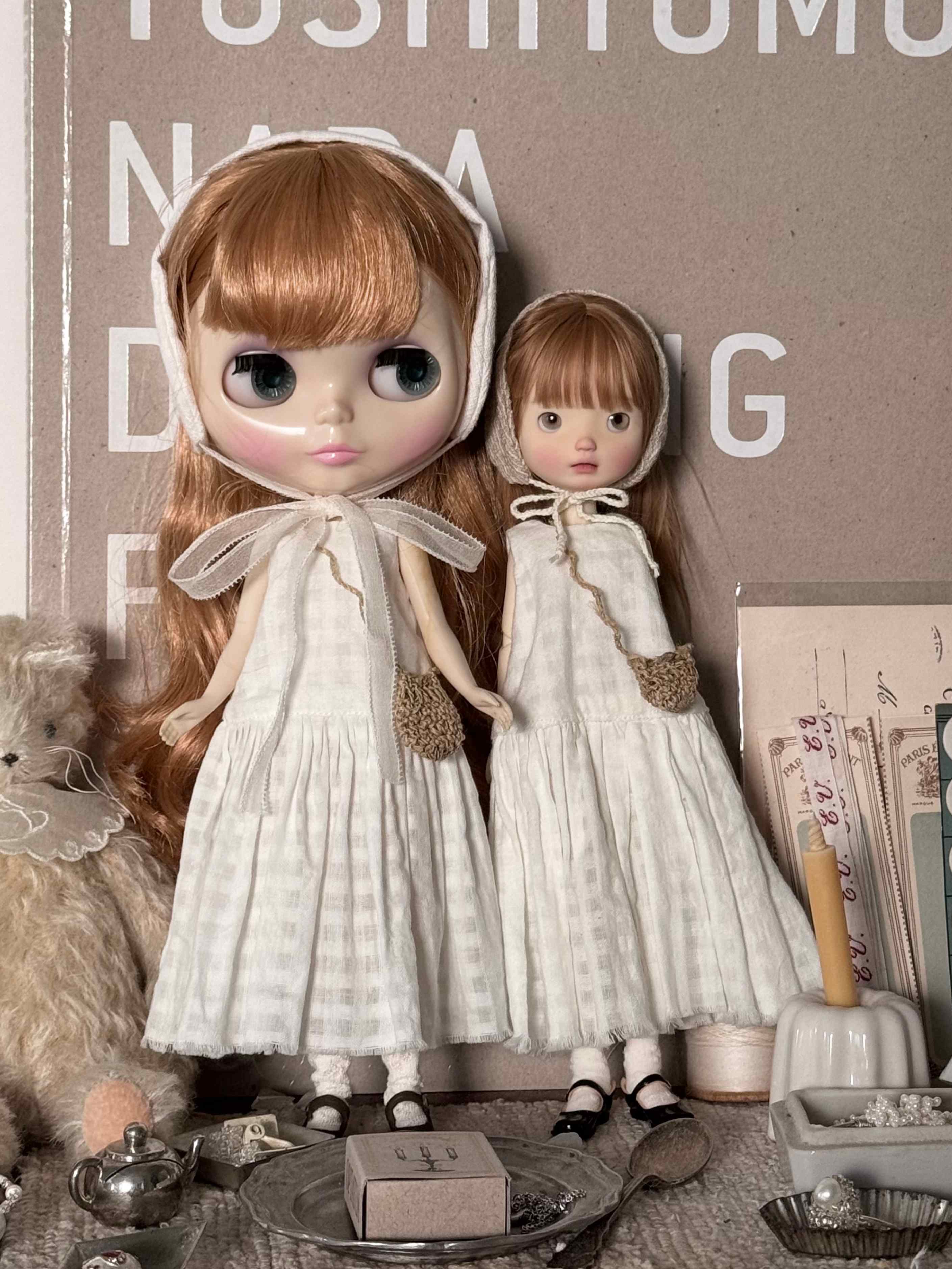White Grid Blythe 1/6 BJD Dress | ToastDoll