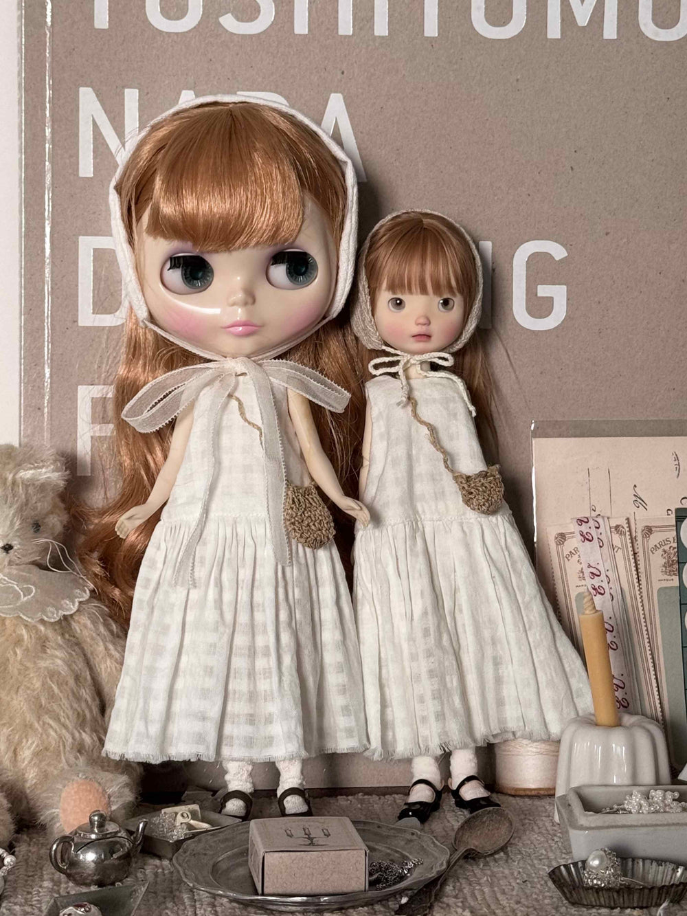 White Grid Blythe 1/6 BJD Dress | ToastDoll