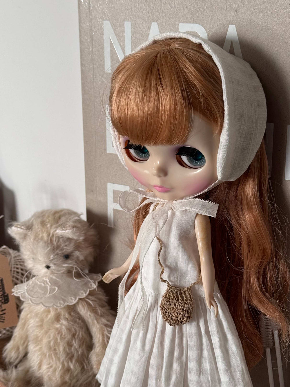 White Grid Blythe Dress Side View | ToastDoll