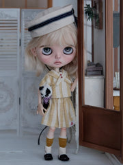 Handmade Outfit for Blythe/Obitsu/Pullip, Navy Striped Set