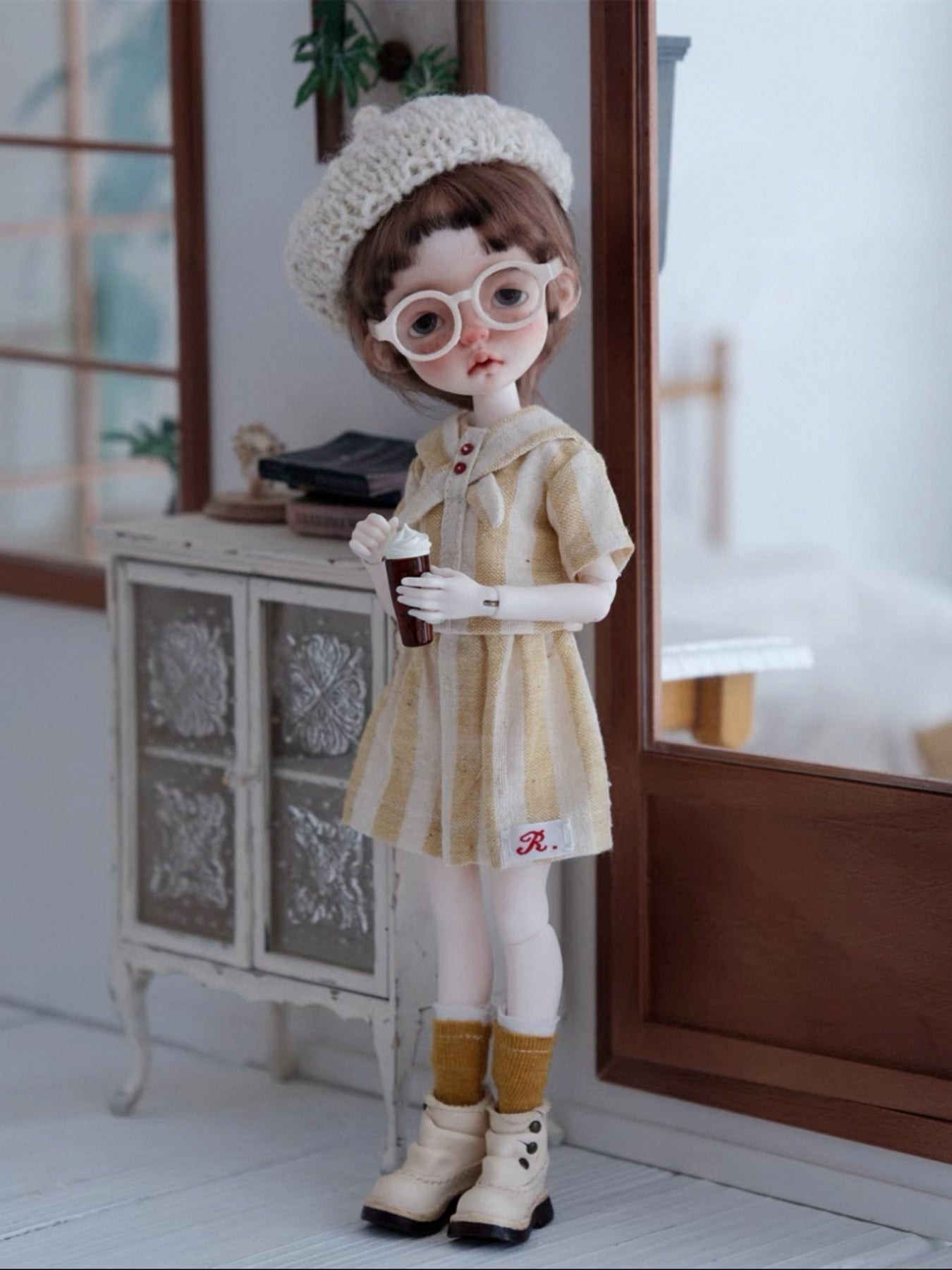Handmade Outfit for Blythe/Obitsu/Pullip, Navy Striped Set