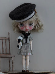 Handmade Outfit for Blythe/Obitsu/Pullip, Navy Plaid Set