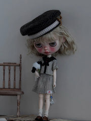 Handmade Outfit for Blythe/Obitsu/Pullip, Navy Plaid Set