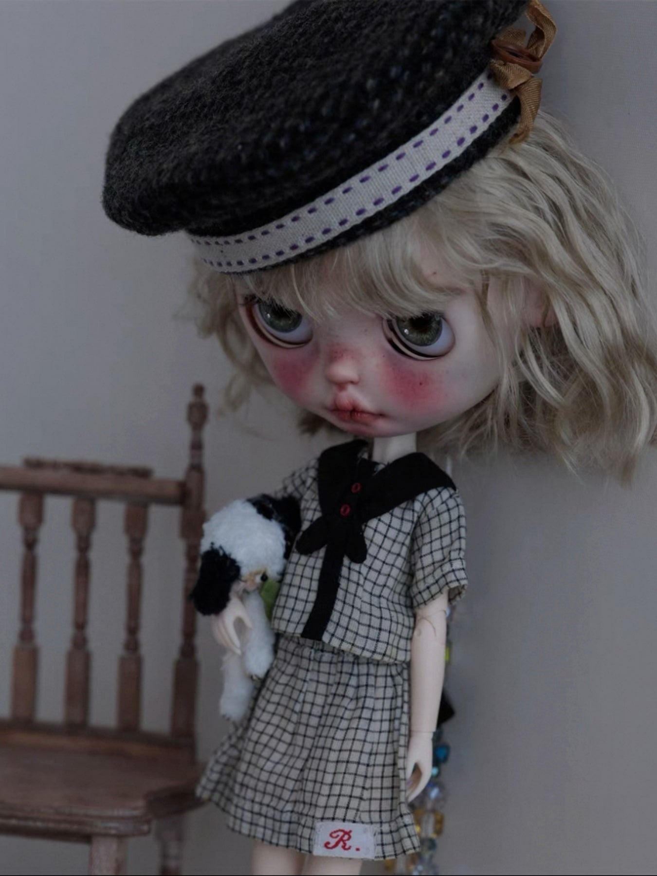 Handmade Outfit for Blythe/Obitsu/Pullip, Navy Plaid Set