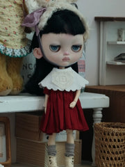 Handmade Outfit for Blythe/Obitsu,Scarlet Red Day Dress