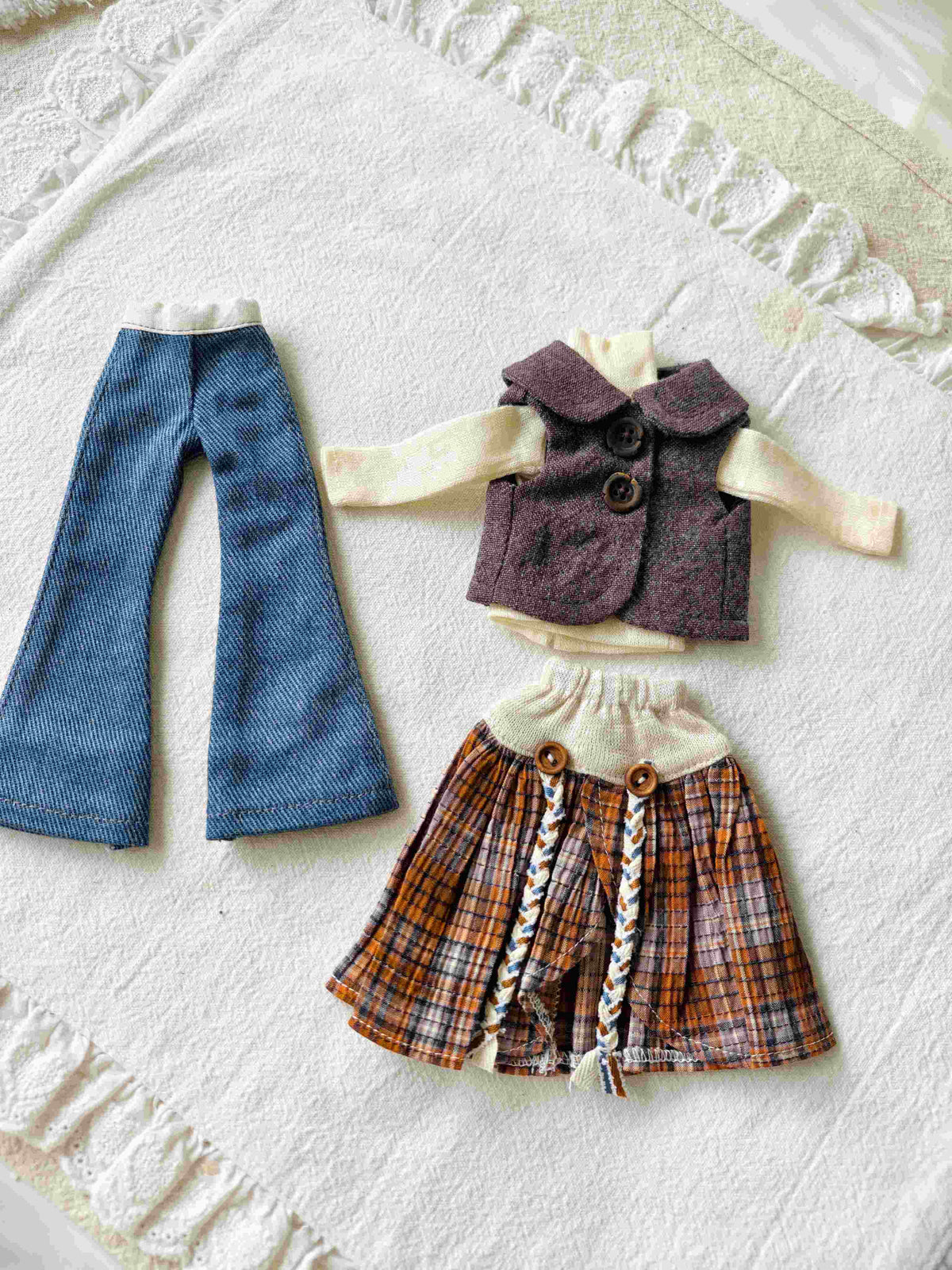 Chic Skirt Pants Layering Blythe Outfit Flat Lay | ToastDol