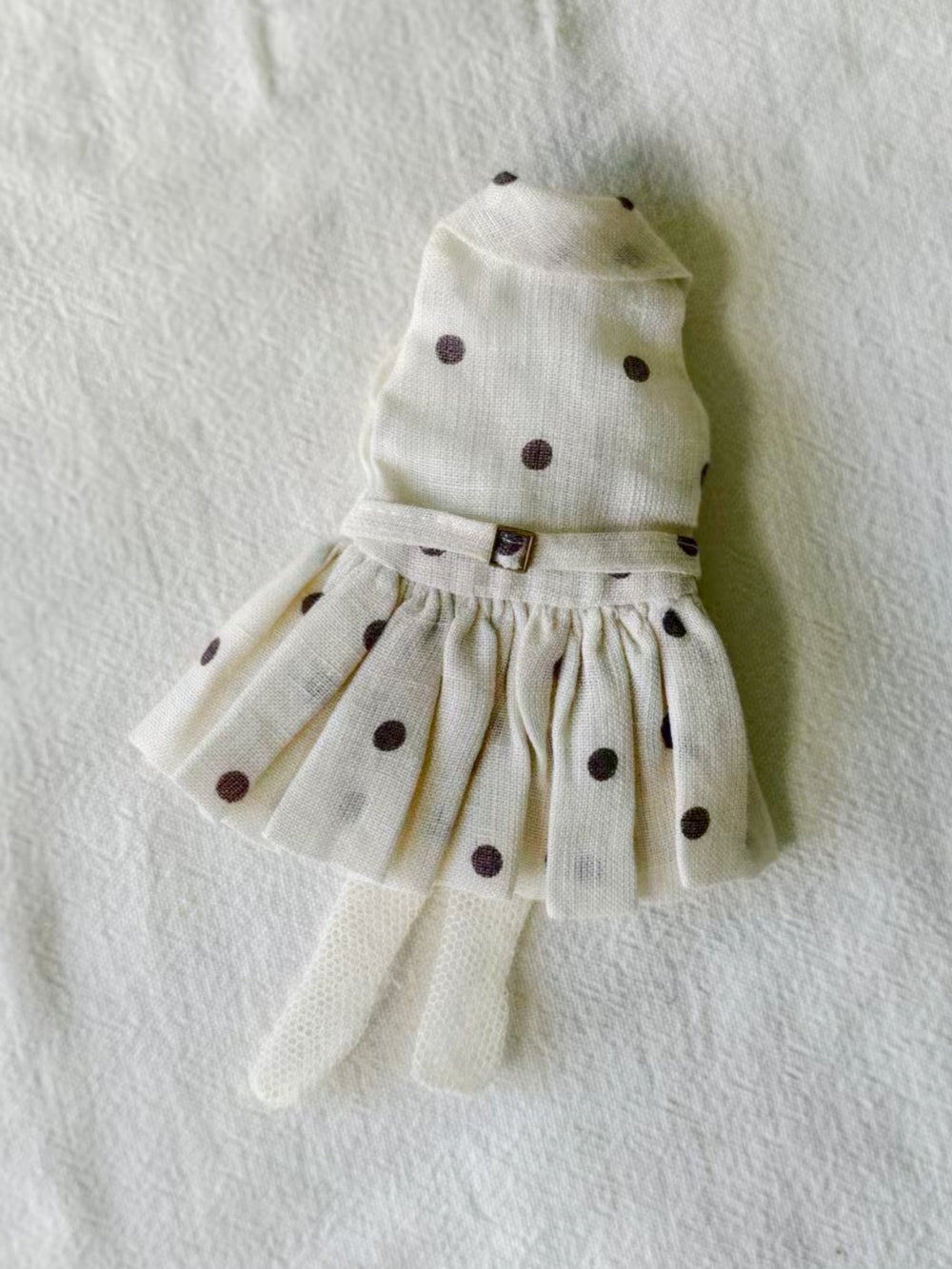 Linen Polka Dot Blythe 1/6 BJD Outfit Flat Lay | ToastDoll