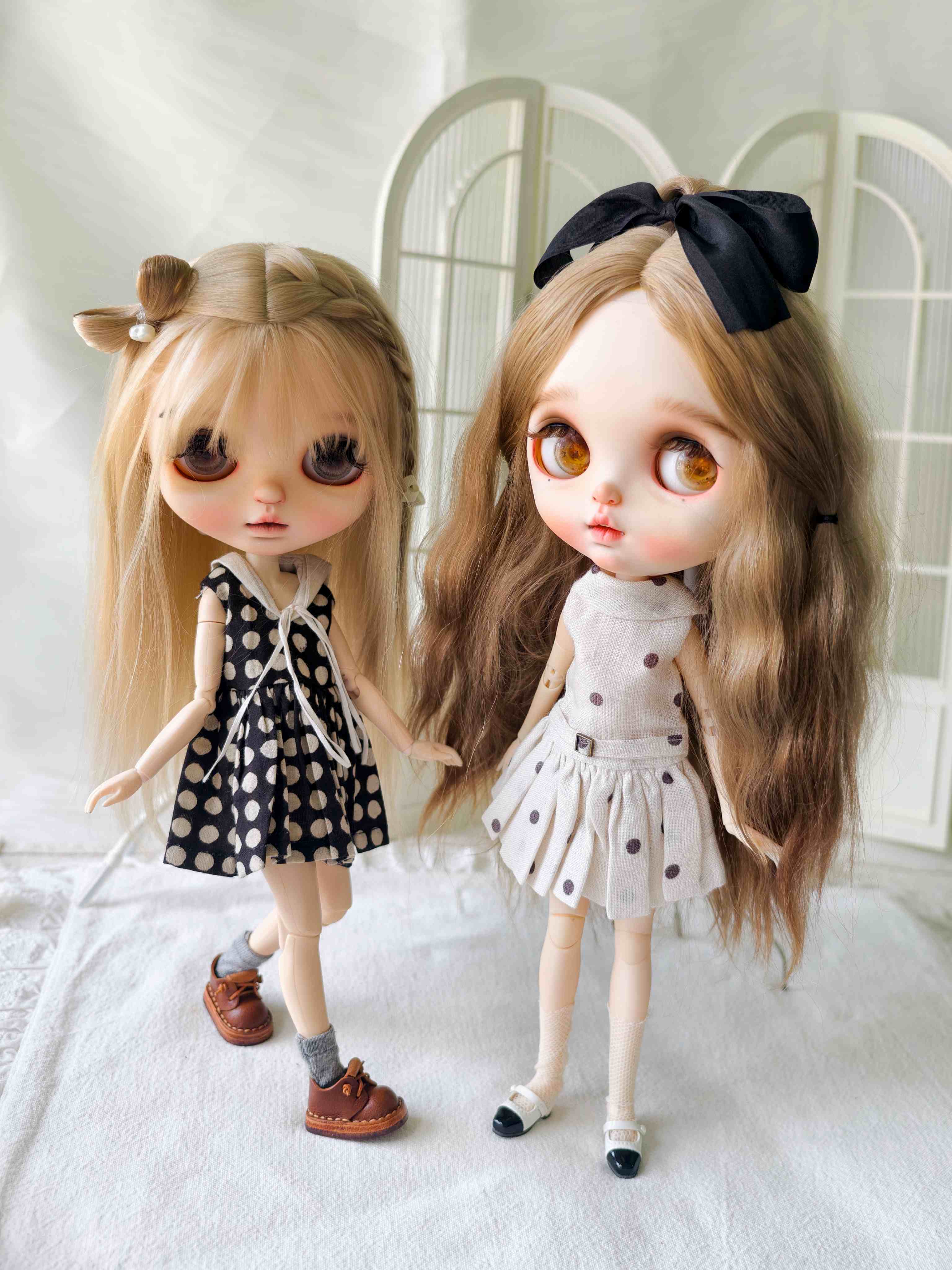 Linen Polka Dot Blythe 1/6 BJD Outfit - Handmade Doll Clothes - ToastDoll