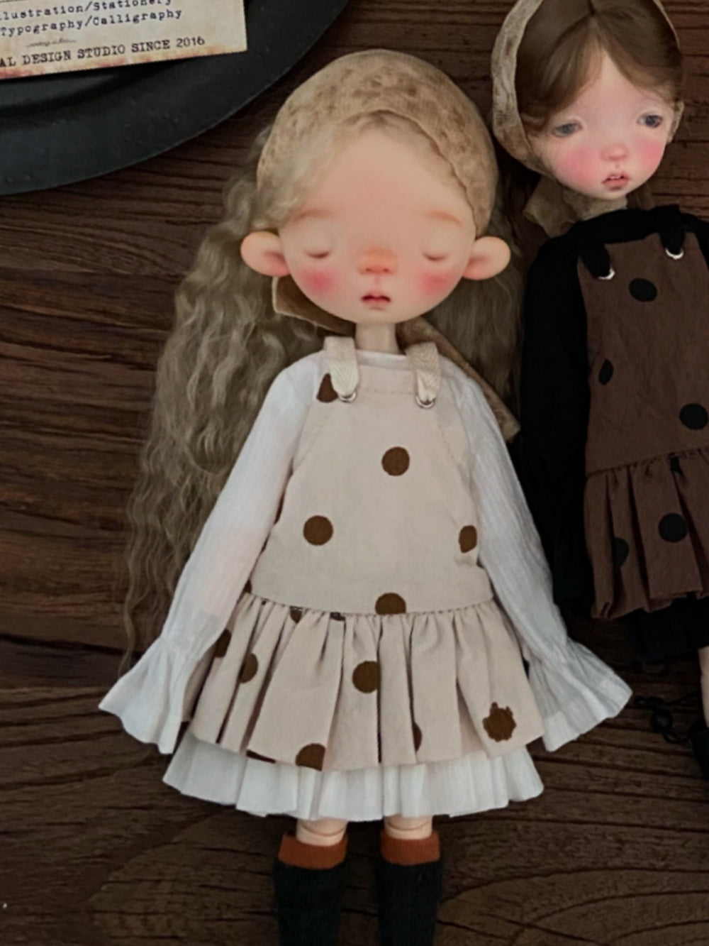 Retro Dot Pinafore Blythe BJD Floar-White Outfit | ToastDoll