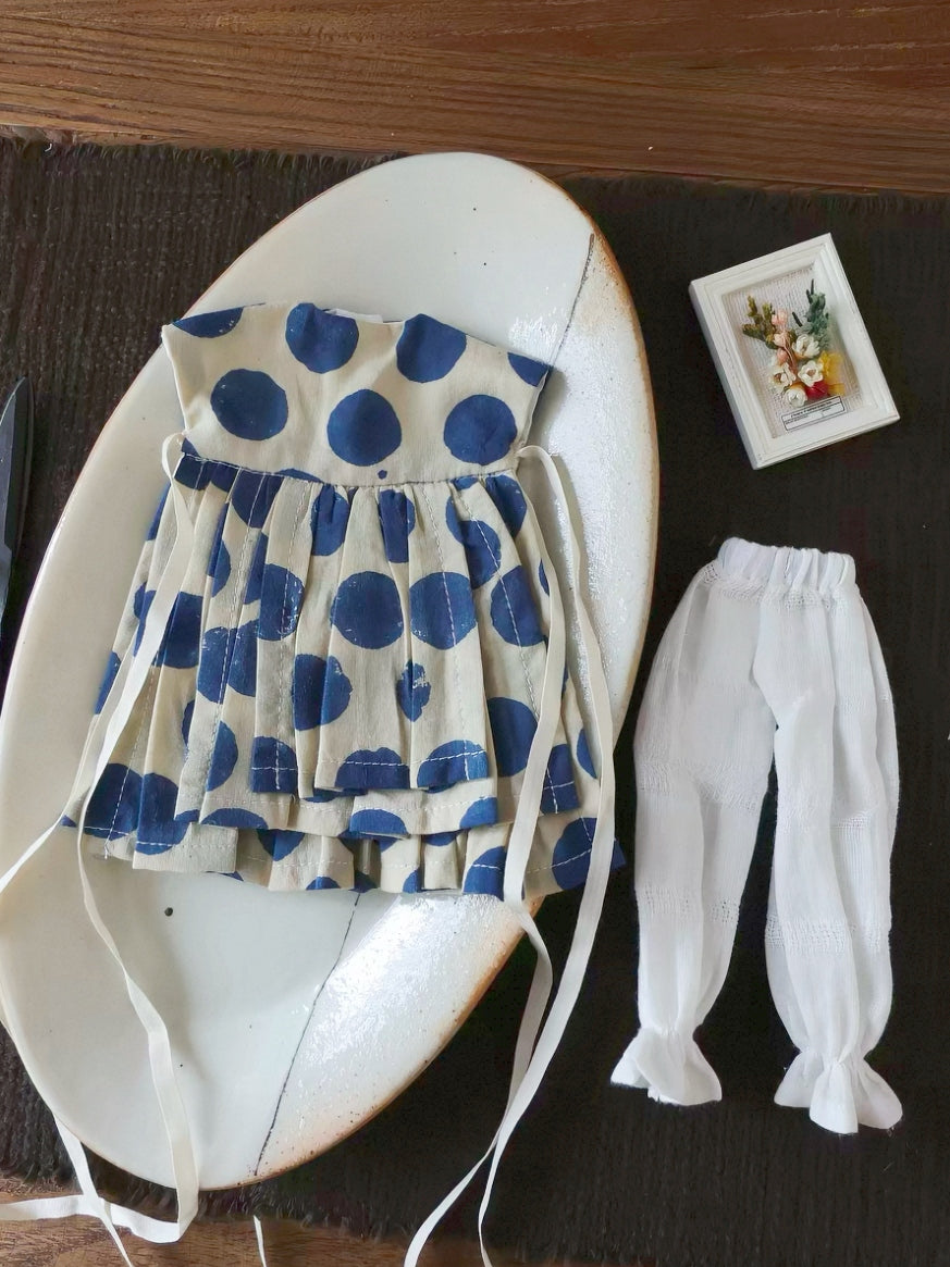 Retro Dot Blythe 1/6 BJD Navy Outfit Flat Lay | ToastDoll