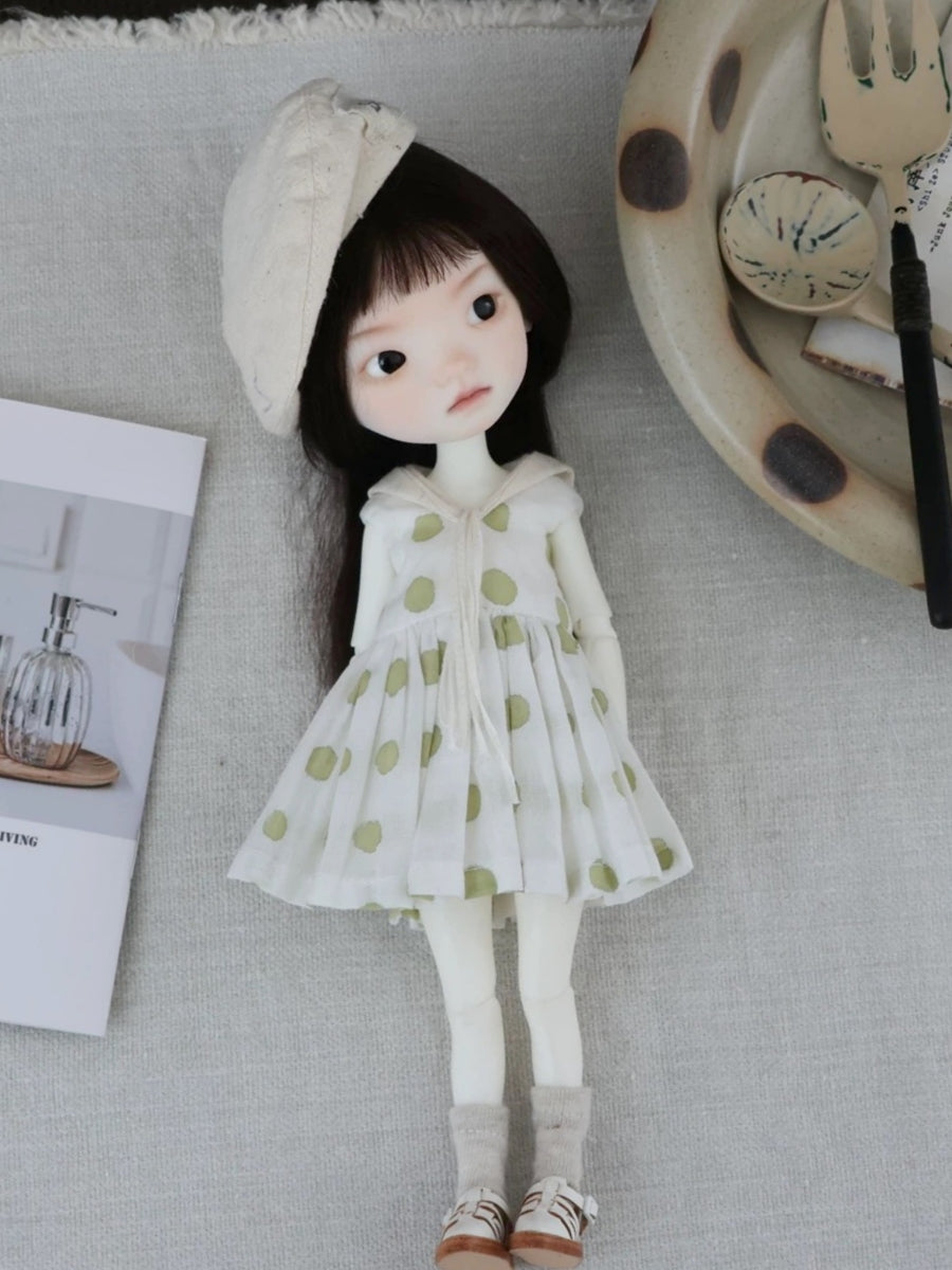 Light-green Dotted Pleated 1/6 BJD Outfit | ToastDoll