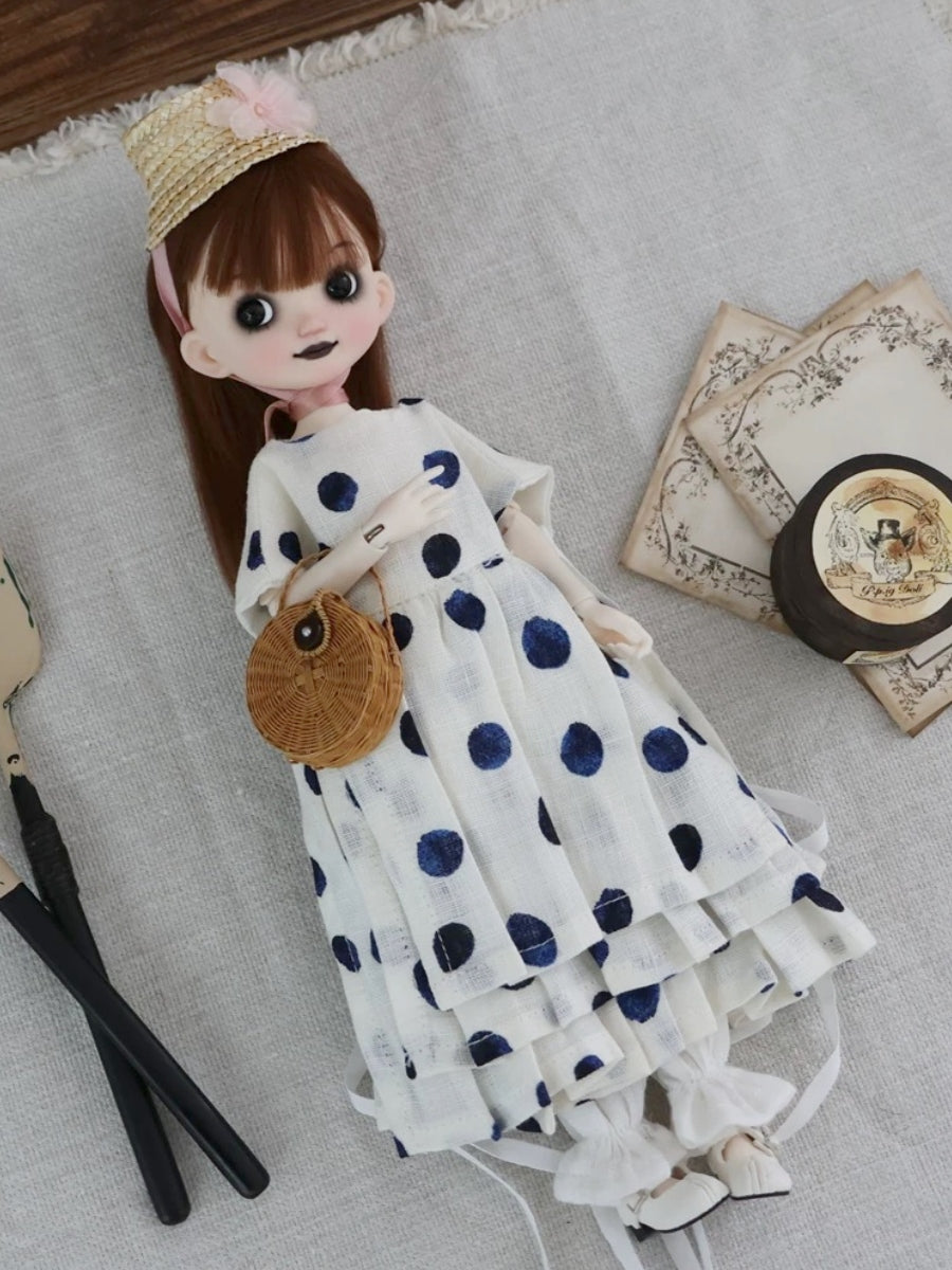 Dotted Tiered Blythe 1/6 BJD Outfit On Doll Display | ToastDoll