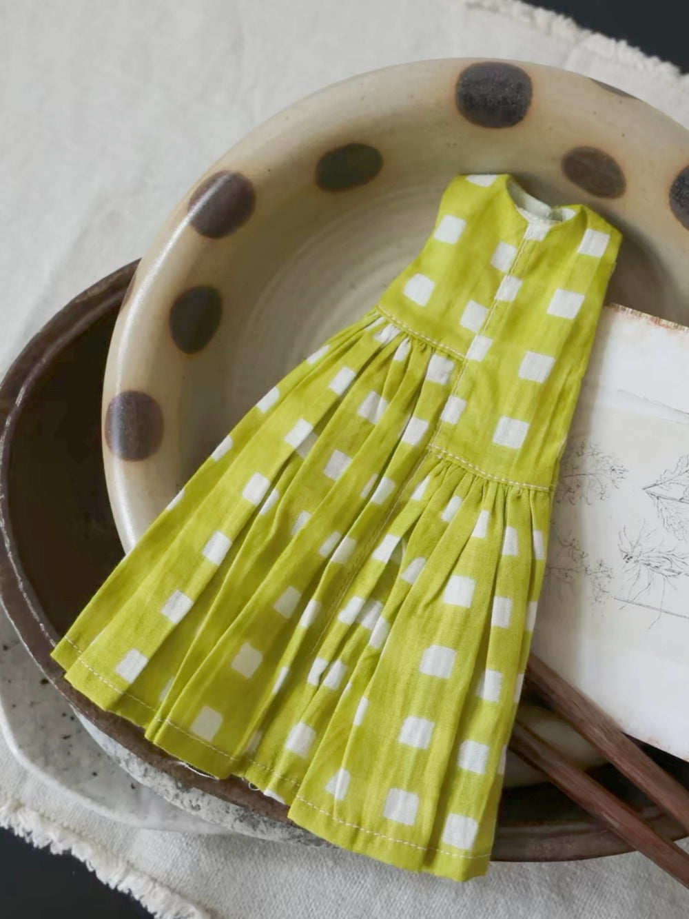 Green Check Blythe 1/6 BJD Dress Flat Lay | ToastDoll