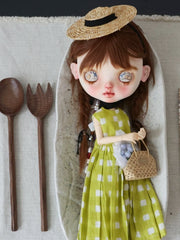 Green Check Blythe Dress Front View | ToastDoll
