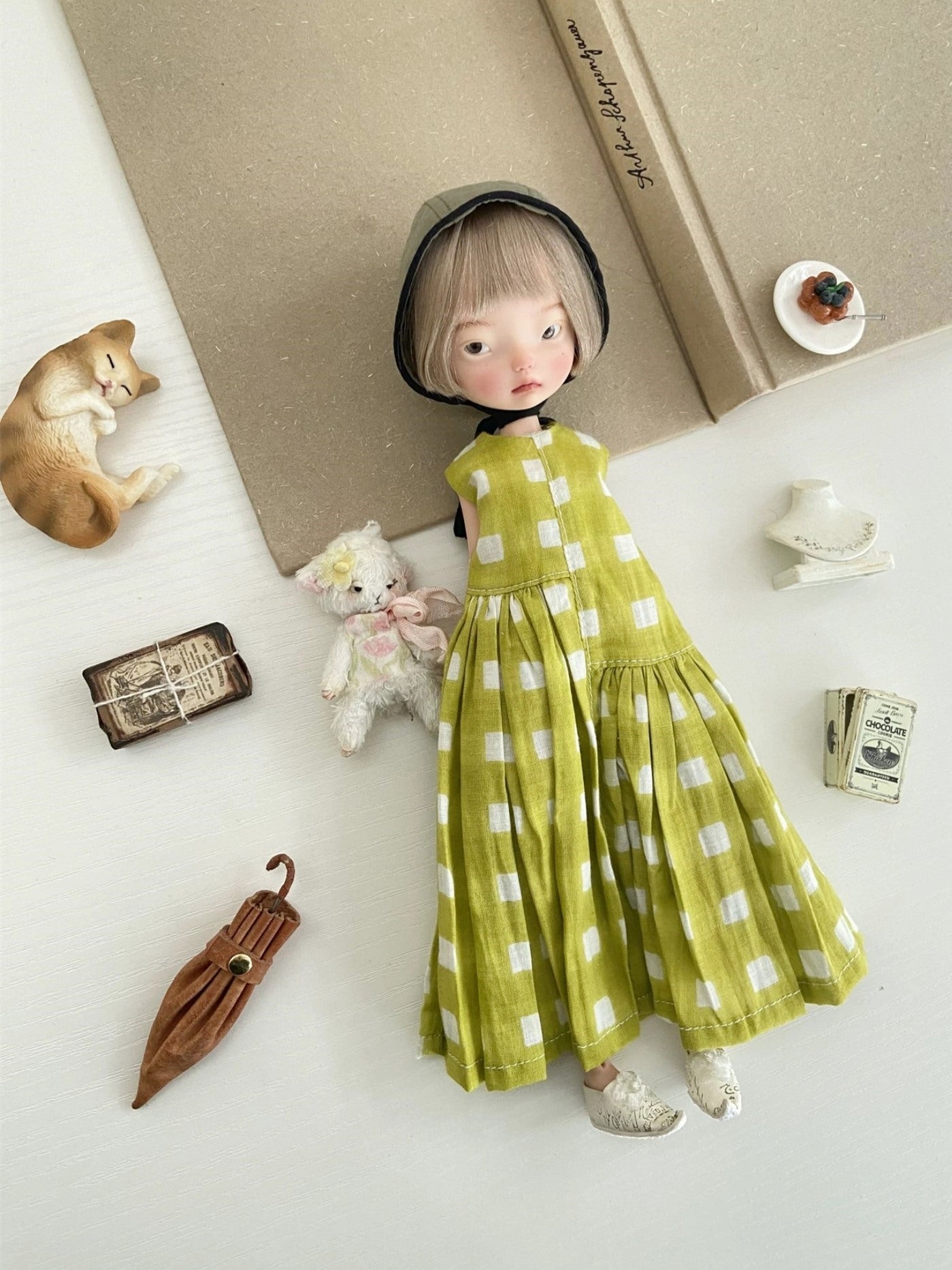 Green Check 1/6 BJD Dress | ToastDoll