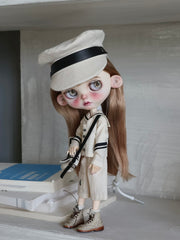 White Sailor Blythe 1/6 BJD Outfit - Handmade Doll Clothes - ToastDoll