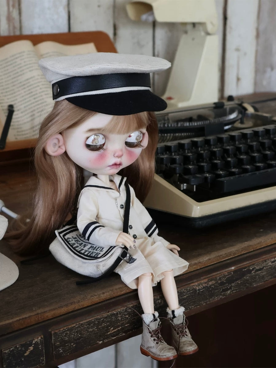 White Sailor Blythe 1/6 BJD Outfit - Handmade Doll Clothes - ToastDoll
