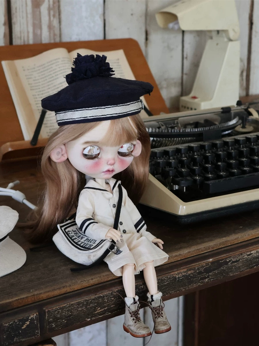 White Sailor Blythe 1/6 BJD Outfit - Handmade Doll Clothes - ToastDoll