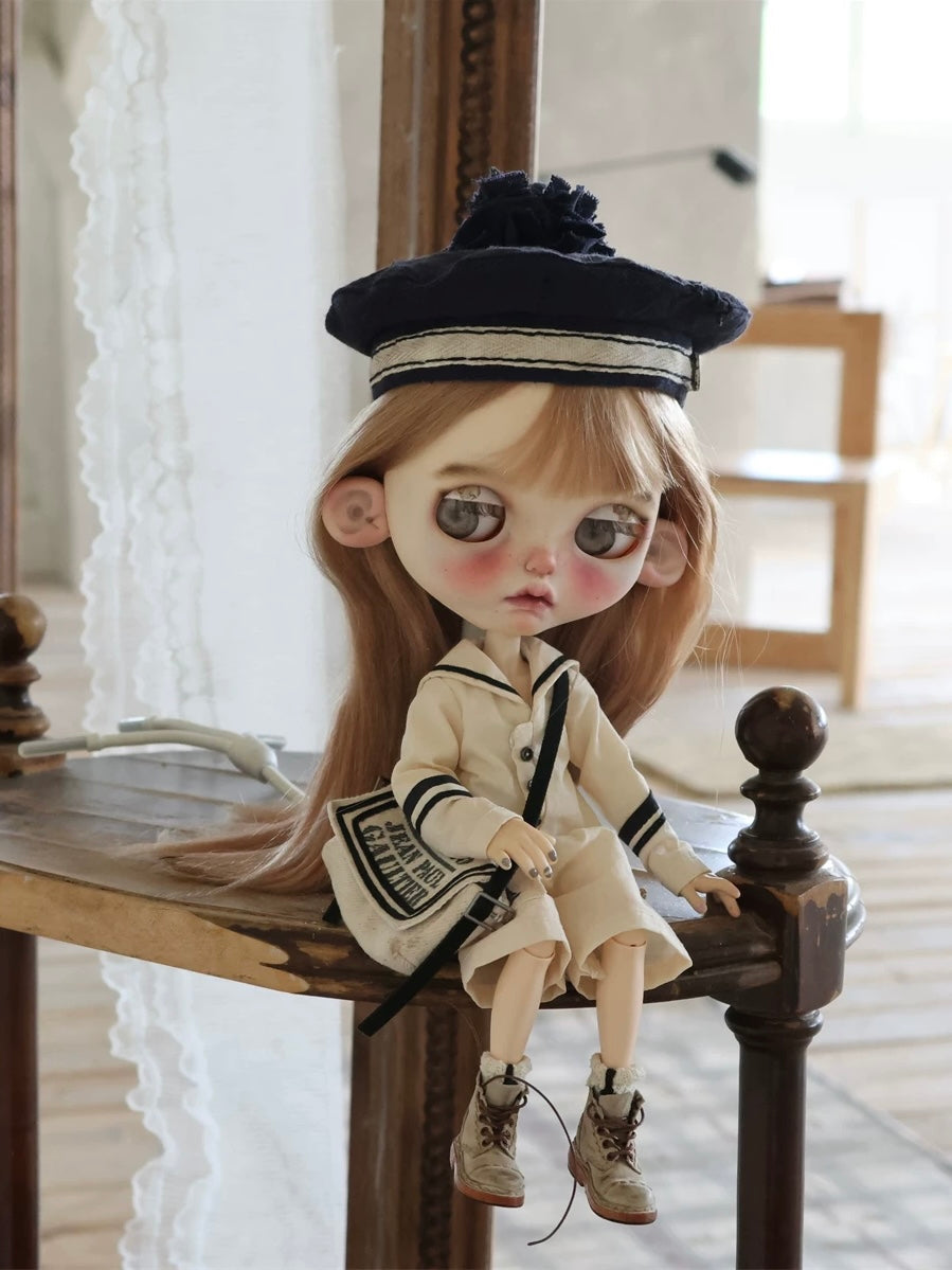 White Sailor Blythe 1/6 BJD Outfit - Handmade Doll Clothes - ToastDoll