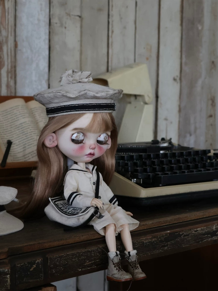White Sailor Blythe 1/6 BJD Outfit - Handmade Doll Clothes - ToastDoll