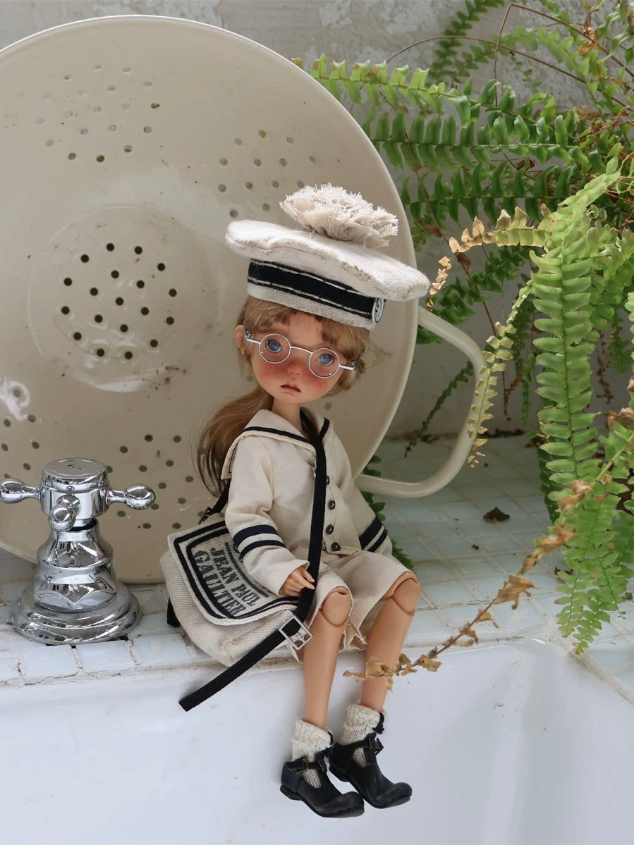 White Sailor Blythe 1/6 BJD Outfit - Handmade Doll Clothes - ToastDoll