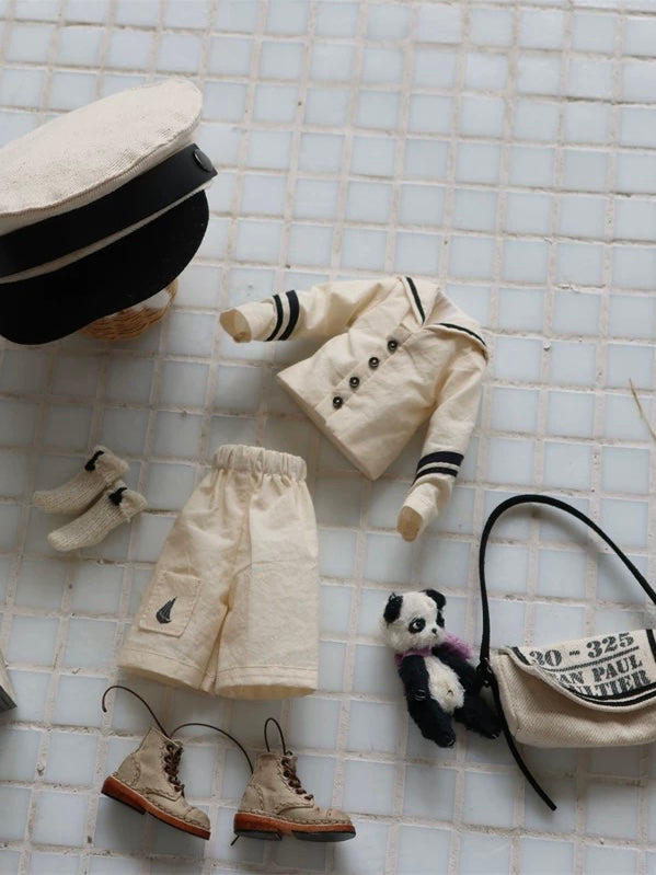 White Sailor Blythe 1/6 BJD Outfit - Handmade Doll Clothes - ToastDoll