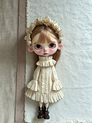 White Vintage Ruffle Blythe 1/6 BJD Set | ToastDoll