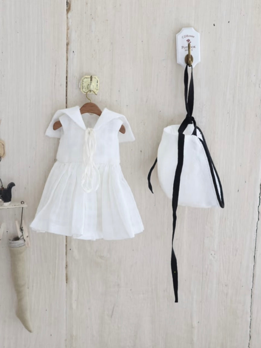 Black White Sailor BJD  Outfit - Handmade Doll Clothes - ToastDoll